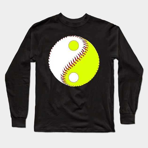 Yin Yang Baseball Softball Long Sleeve T-Shirt by LPdesigns